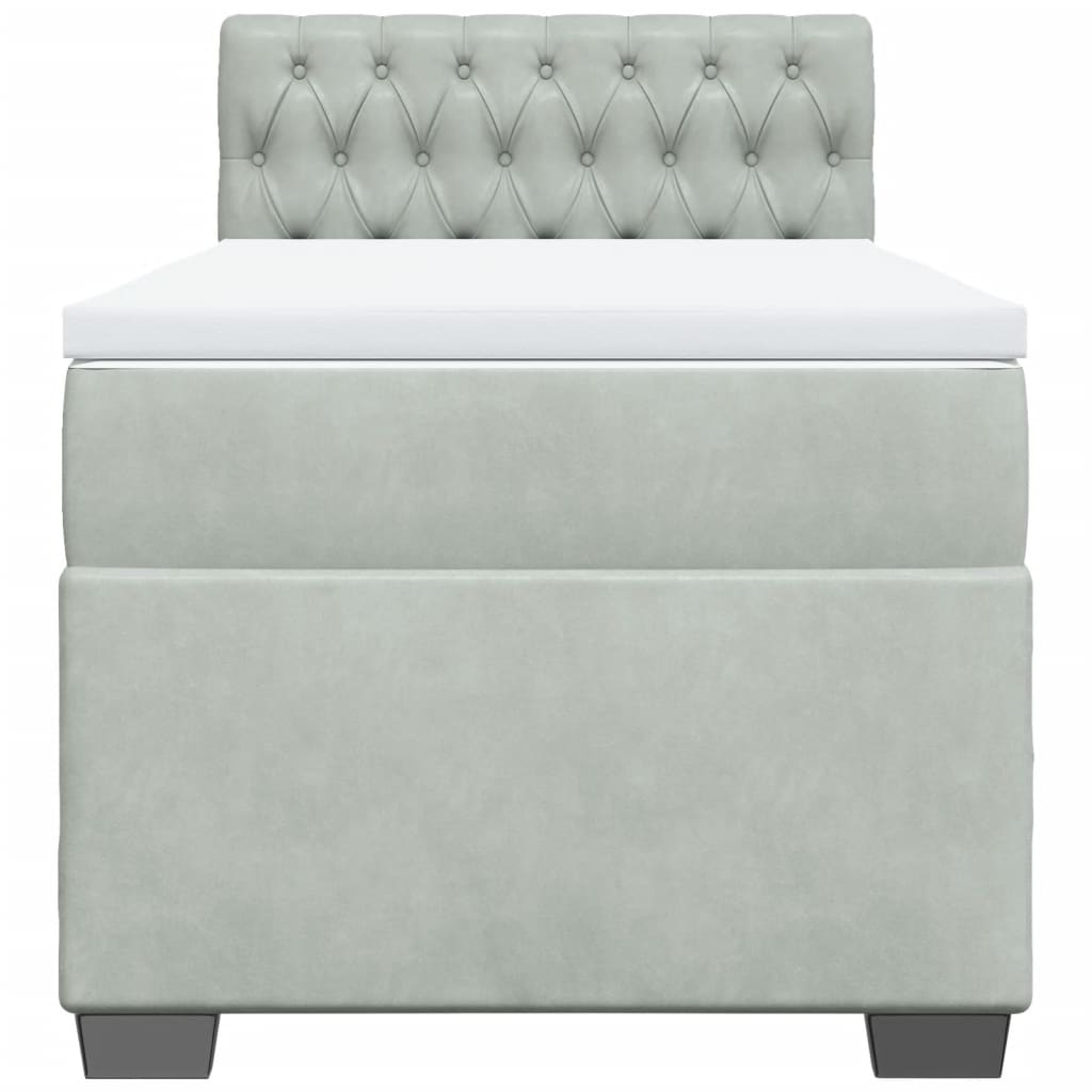 Cama com molas/colchão 90x190 cm veludo cinza-claro