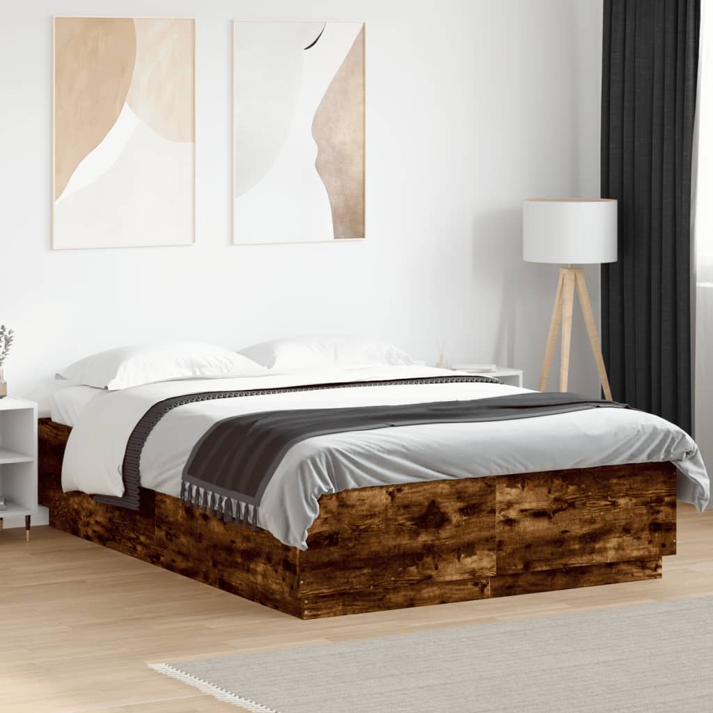 Estrutura de cama 150x200 cm derivados madeira carvalho fumado