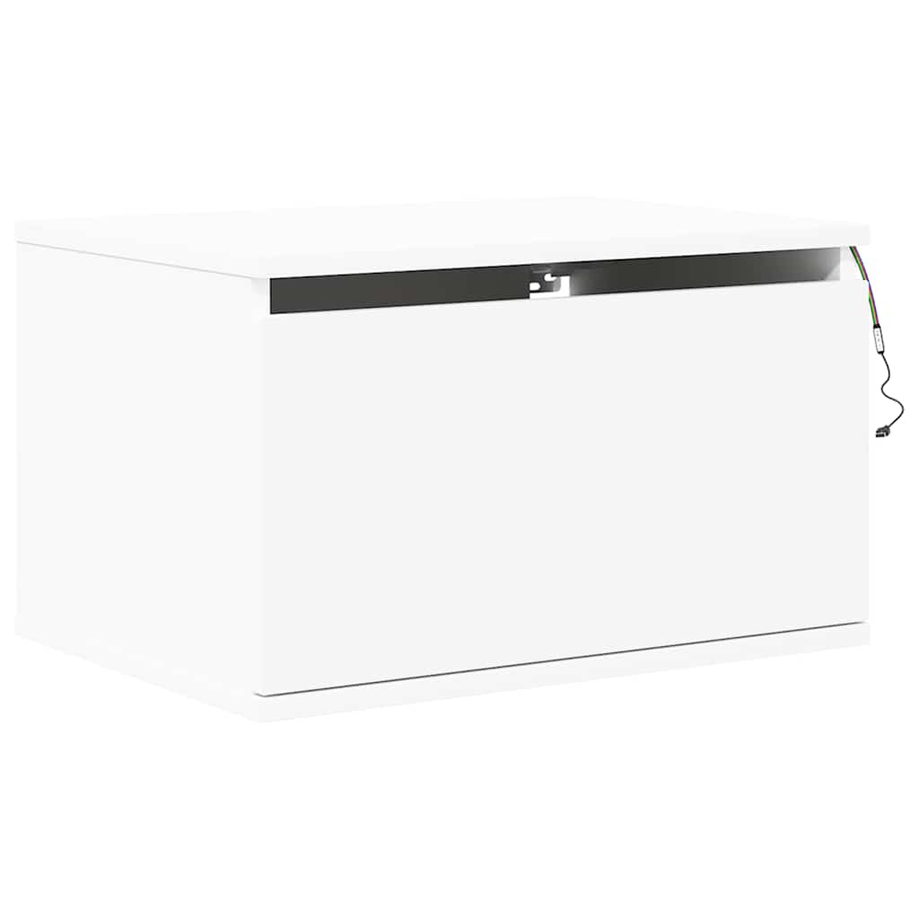 Mesa de cabeceira de parede com luzes LED branco