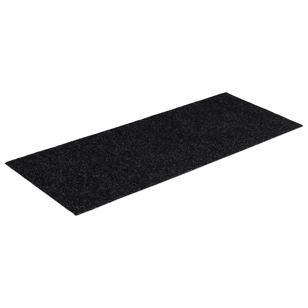 Tapetes de escada autoadesivos 15 peças 60x25 cm pretos retangulares