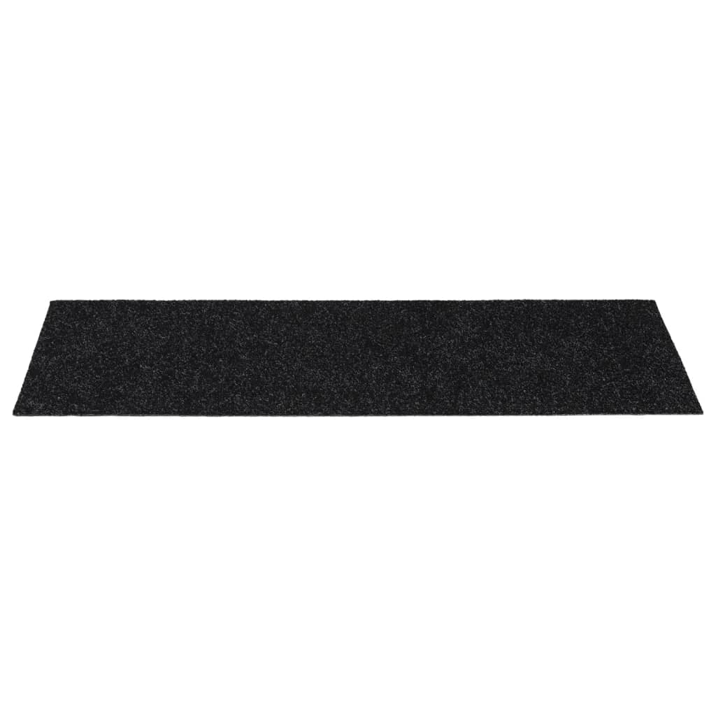 Tapetes de escada autoadesivos 15 peças 60x25 cm pretos retangulares