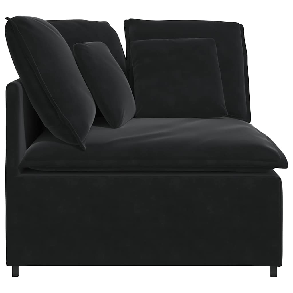 Módulo de canto para sofá modular com almofadas, preto, 100 cm
