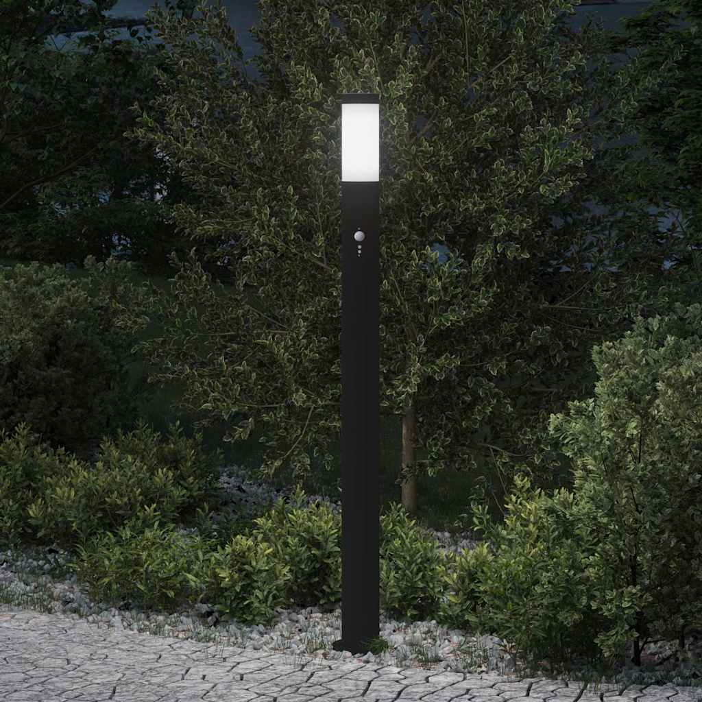 Luminária de poste com sensor, 110 cm, aço inoxidável, IP44