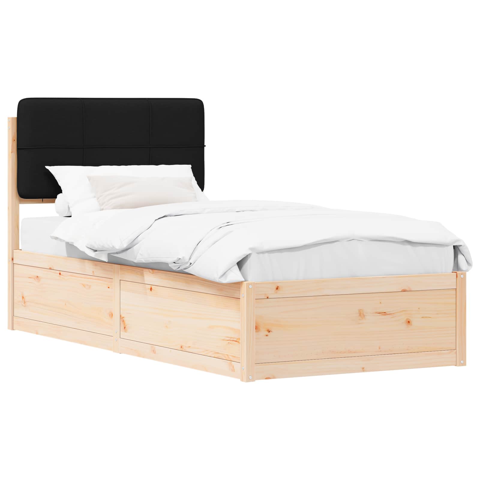 Estrutura de cama com cabeceira estofada preto 100 x 200 cm