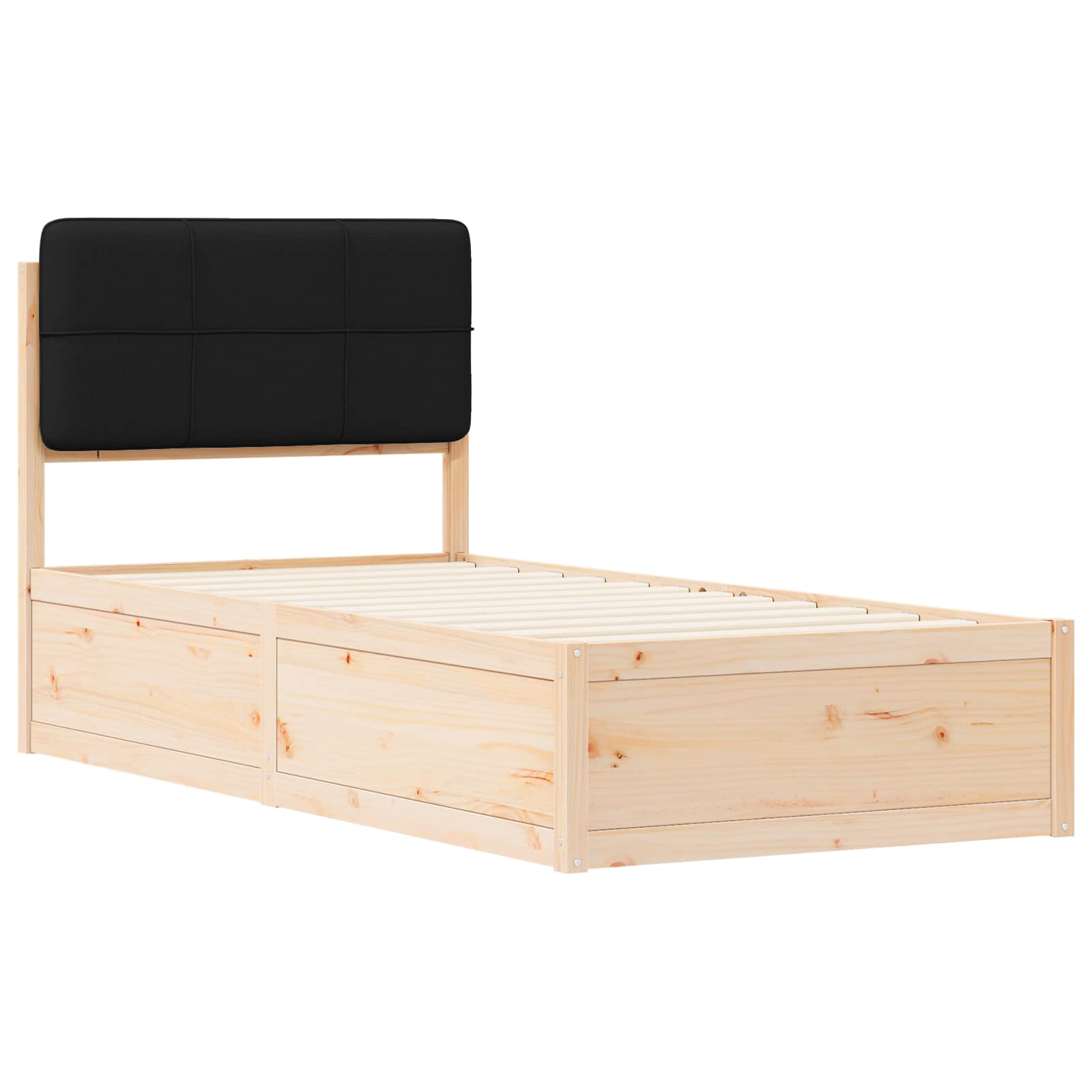 Estrutura de cama com cabeceira estofada preto 100 x 200 cm