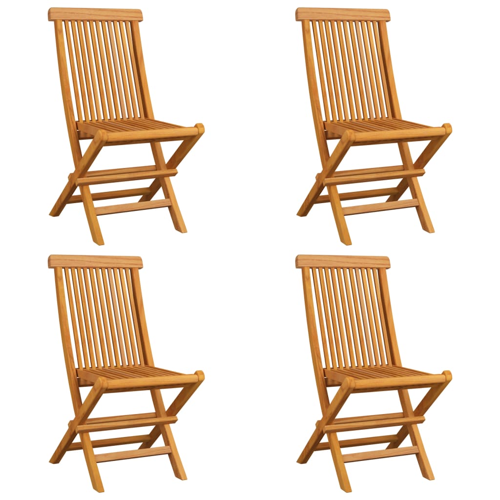 Cadeiras de jardim c/ almofadões antracite 4 pcs teca maciça