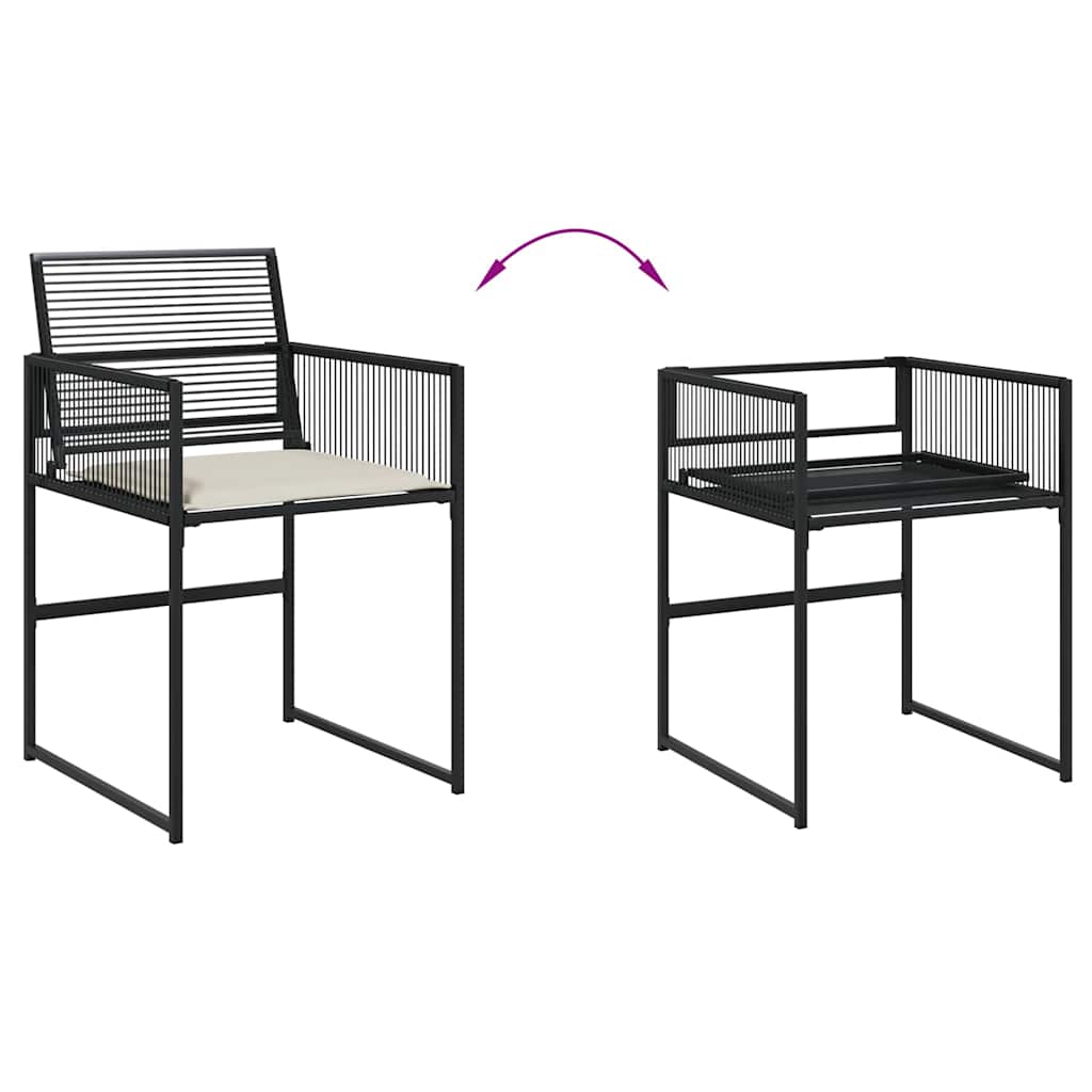 13 Pcs conjunto de jantar p/jardim com almofadões vime PE preto