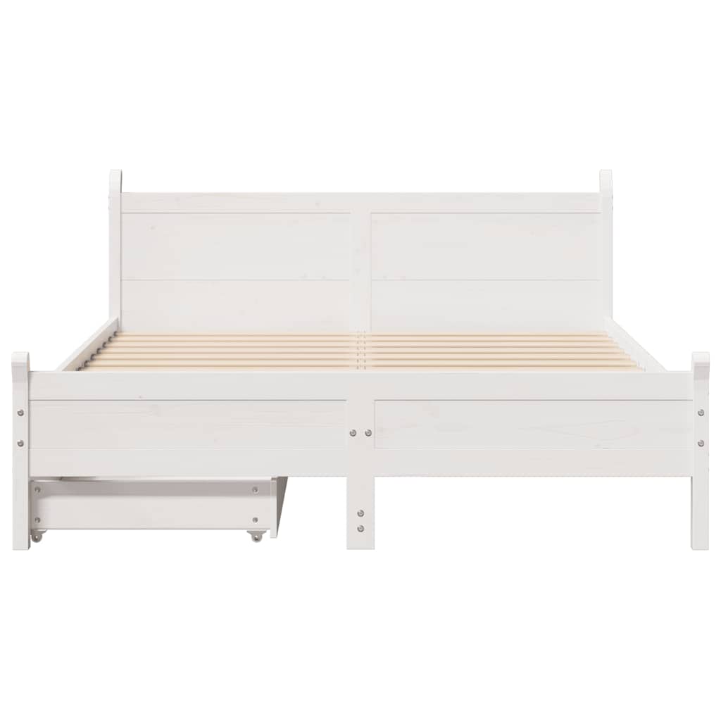 Cama sem colchão 120x200 cm madeira de pinho maciça branco
