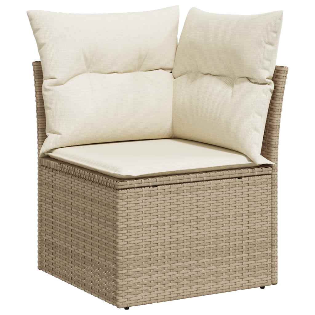 6 Pcs conjunto de sofás p/ jardim com almofadões vime PE bege