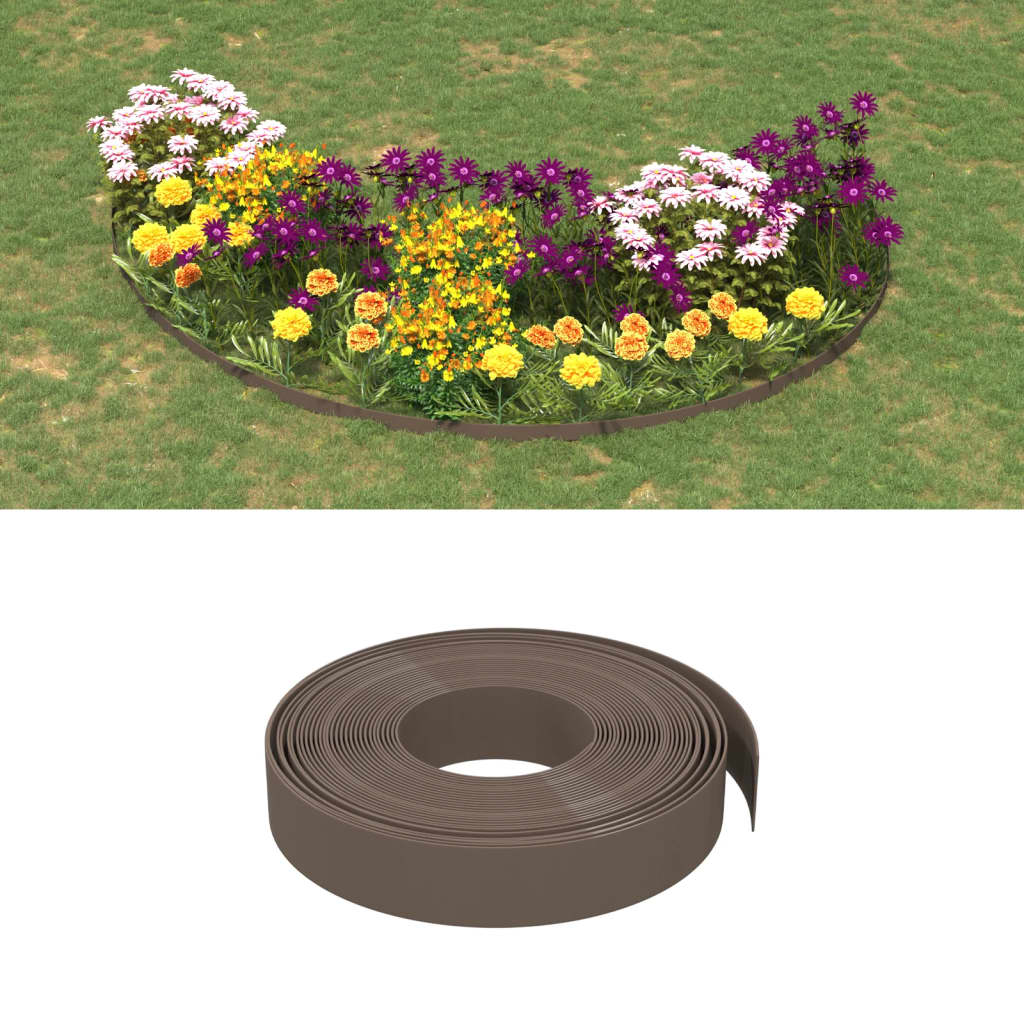 Bordas de jardim 4 pcs 10 m 10 cm polietileno castanho