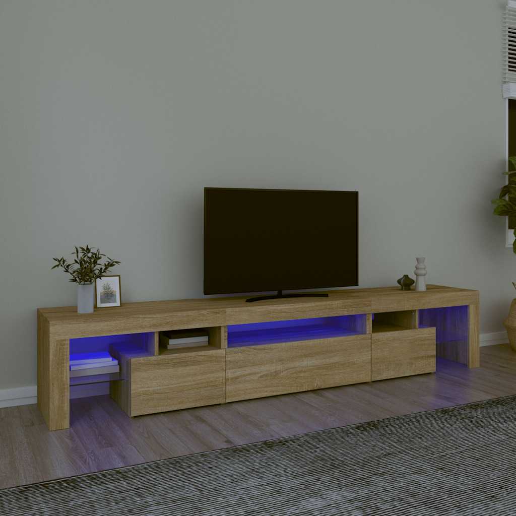 Móvel de TV com luzes LED 215x36,5x40 cm carvalho sonoma