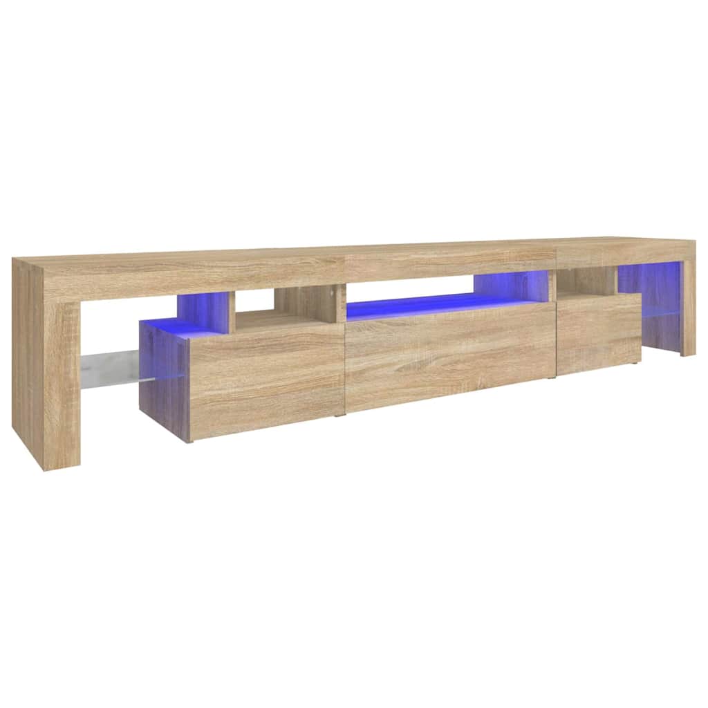 Móvel de TV com luzes LED 215x36,5x40 cm carvalho sonoma