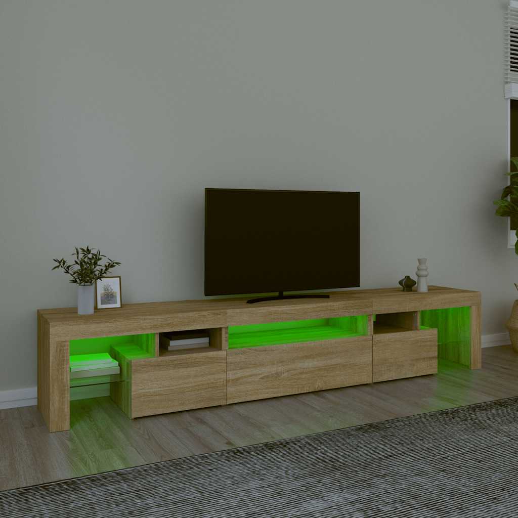Móvel de TV com luzes LED 215x36,5x40 cm carvalho sonoma