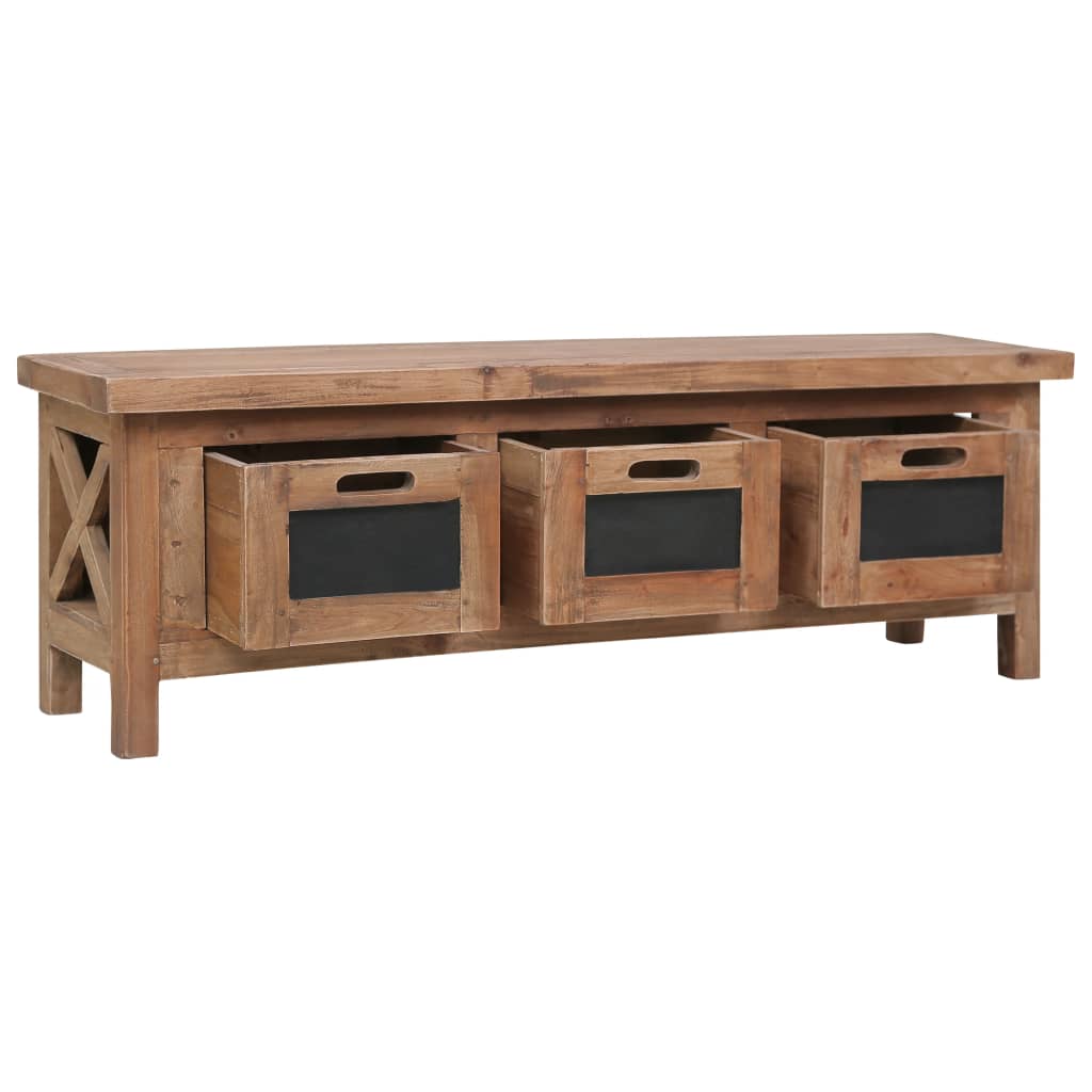 Móvel de TV com 3 gavetas 120x30x40 cm madeira de mogno maciça