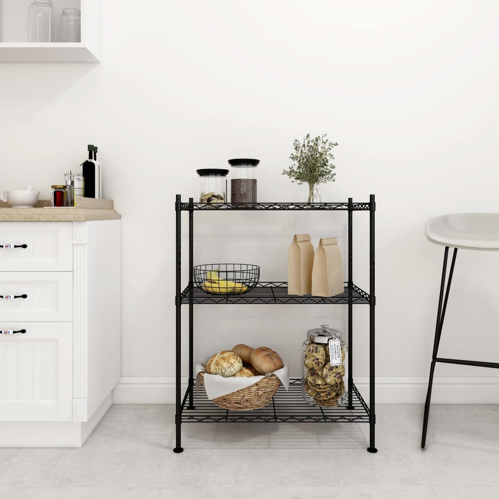 Unidade de 3 prateleiras 60x35x76 cm 150 kg preto