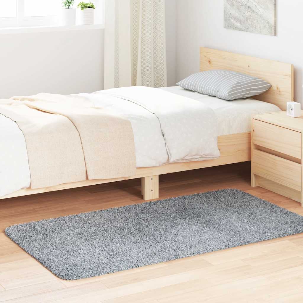 Tapete shaggy de pelo alto navarra 80x150 cm cinzento-claro