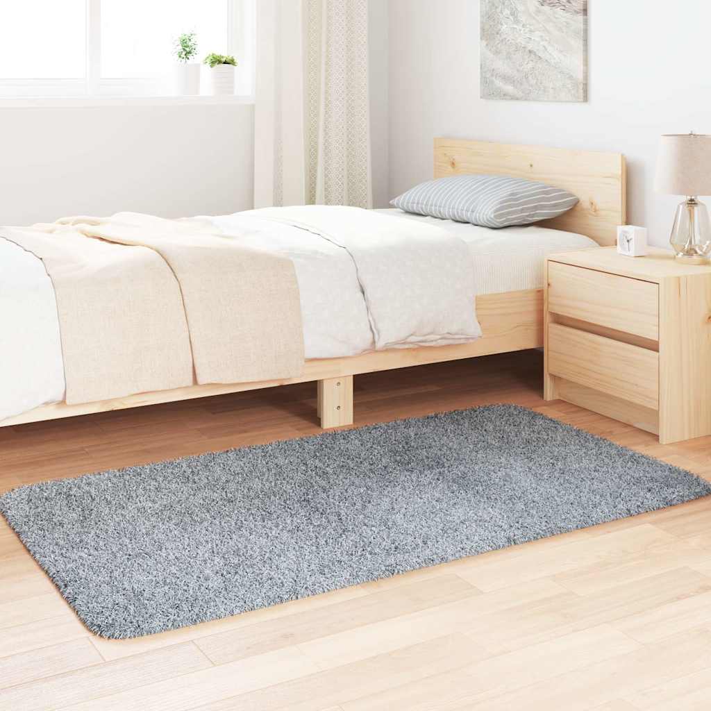 Tapete shaggy de pelo alto navarra 80x150 cm cinzento-claro