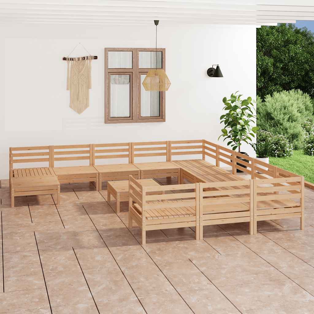 13 Pcs conjunto lounge de jardim pinho maciço