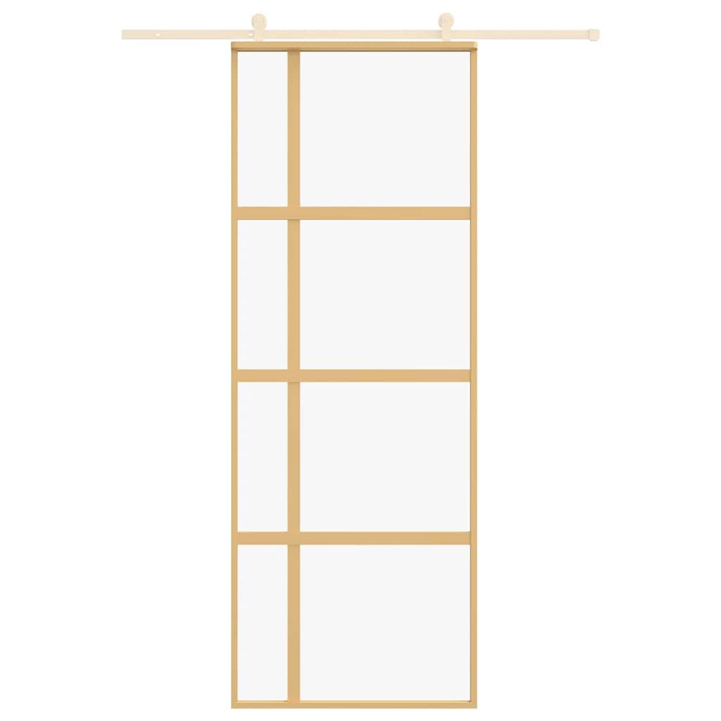 Porta deslizante 76x205 cm vidro esg/alumínio dourado