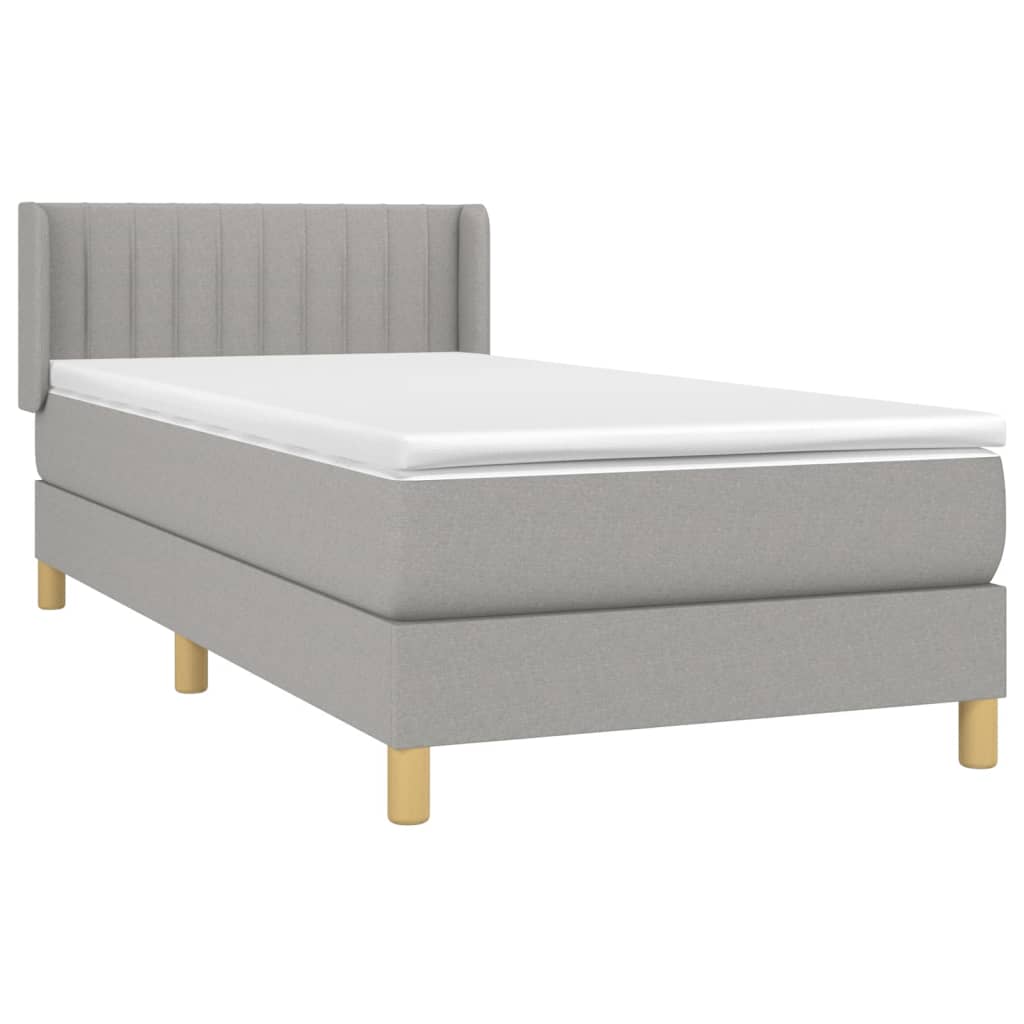 Cama com molas/colchão 90x200 cm tecido cinza-claro