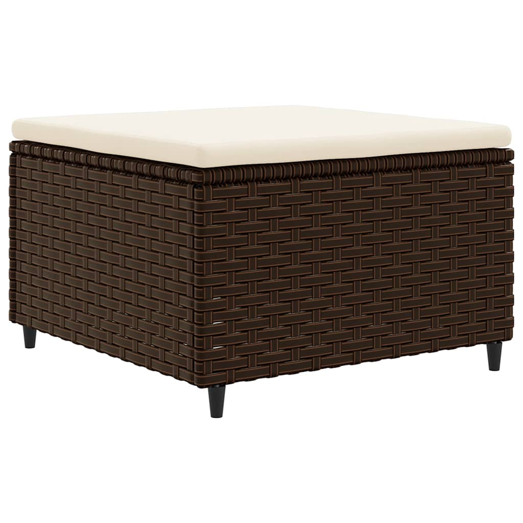 6 Pcs conj. lounge jardim c/ almofadões 6 pcs vime PE castanho