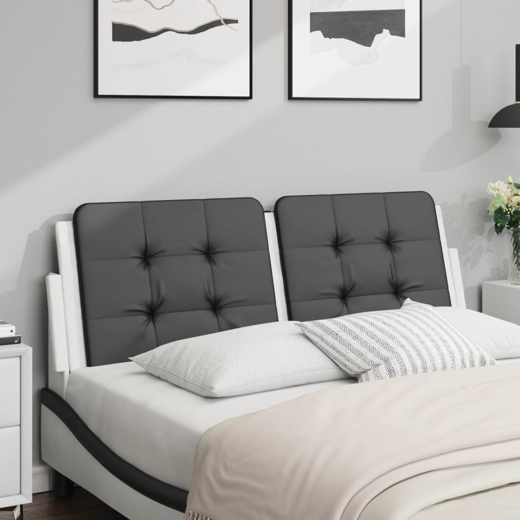 Almofadão de cabeceira zadar 120 cm couro artificial preto e branco