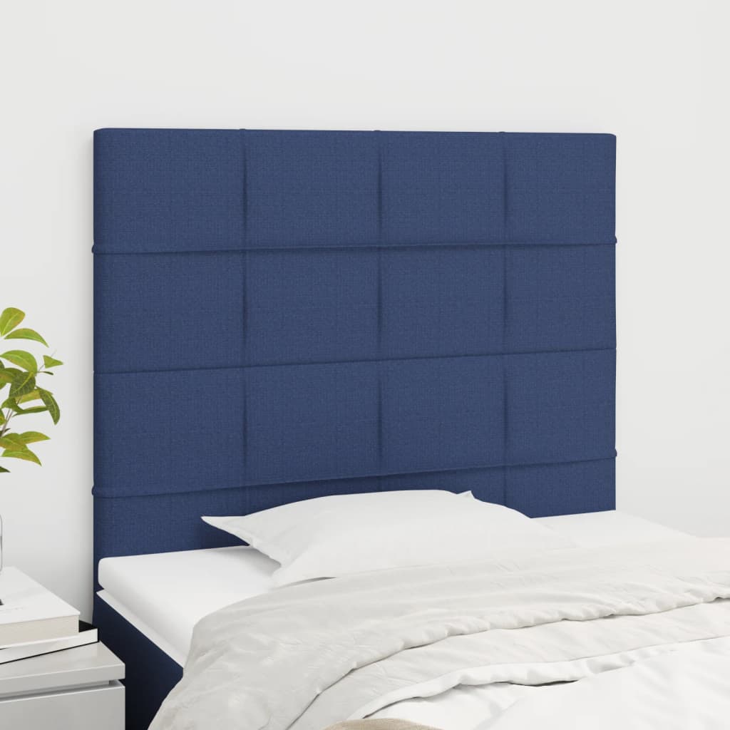 Cabeceira azul 100x5x118/128 cm tecido
