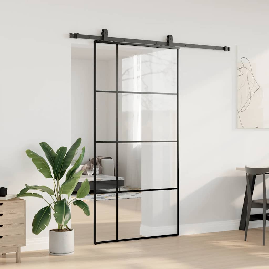 Porta desliz. c/ conj. ferragens 102,5x205cm vidro esg preto