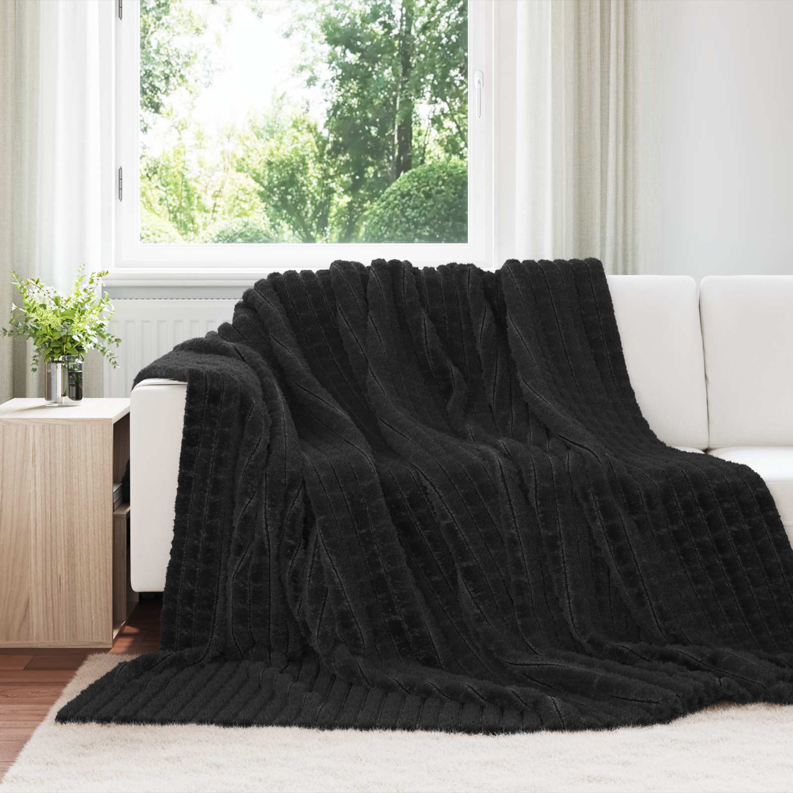 Cobertor preto 240 x 220 cm lã