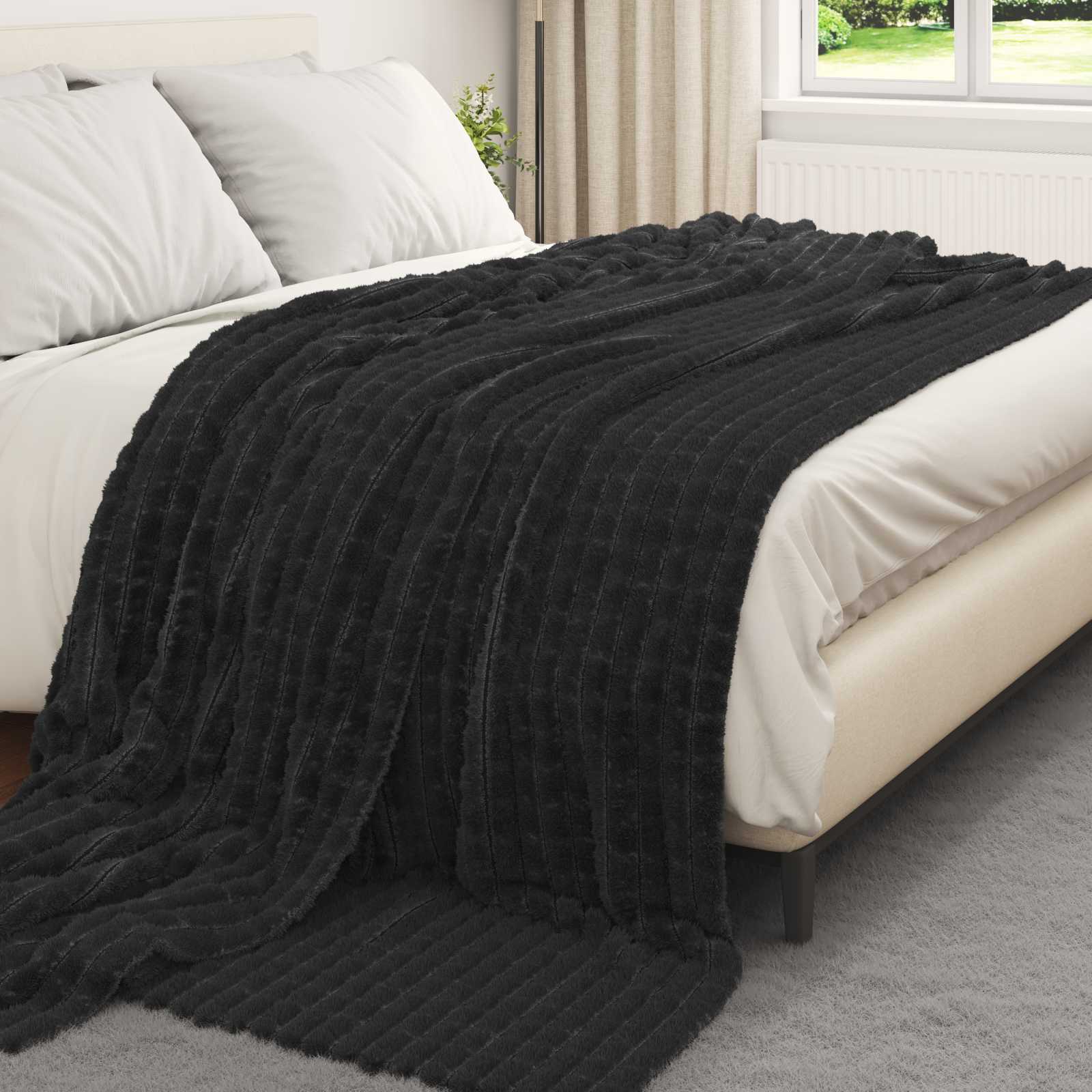 Cobertor preto 240 x 220 cm lã