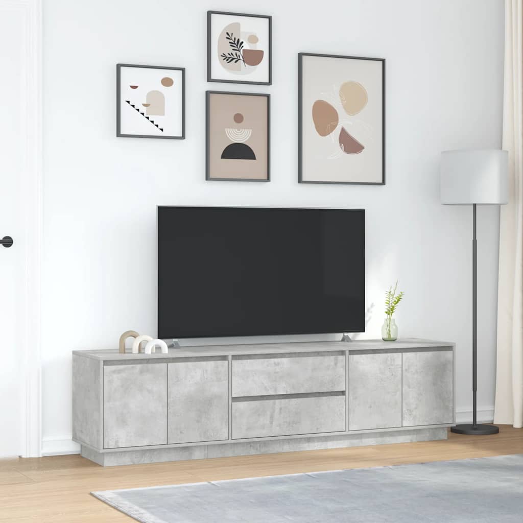 Móvel de TV com luzes LED 193,5x41x50 cm cinzento cimento