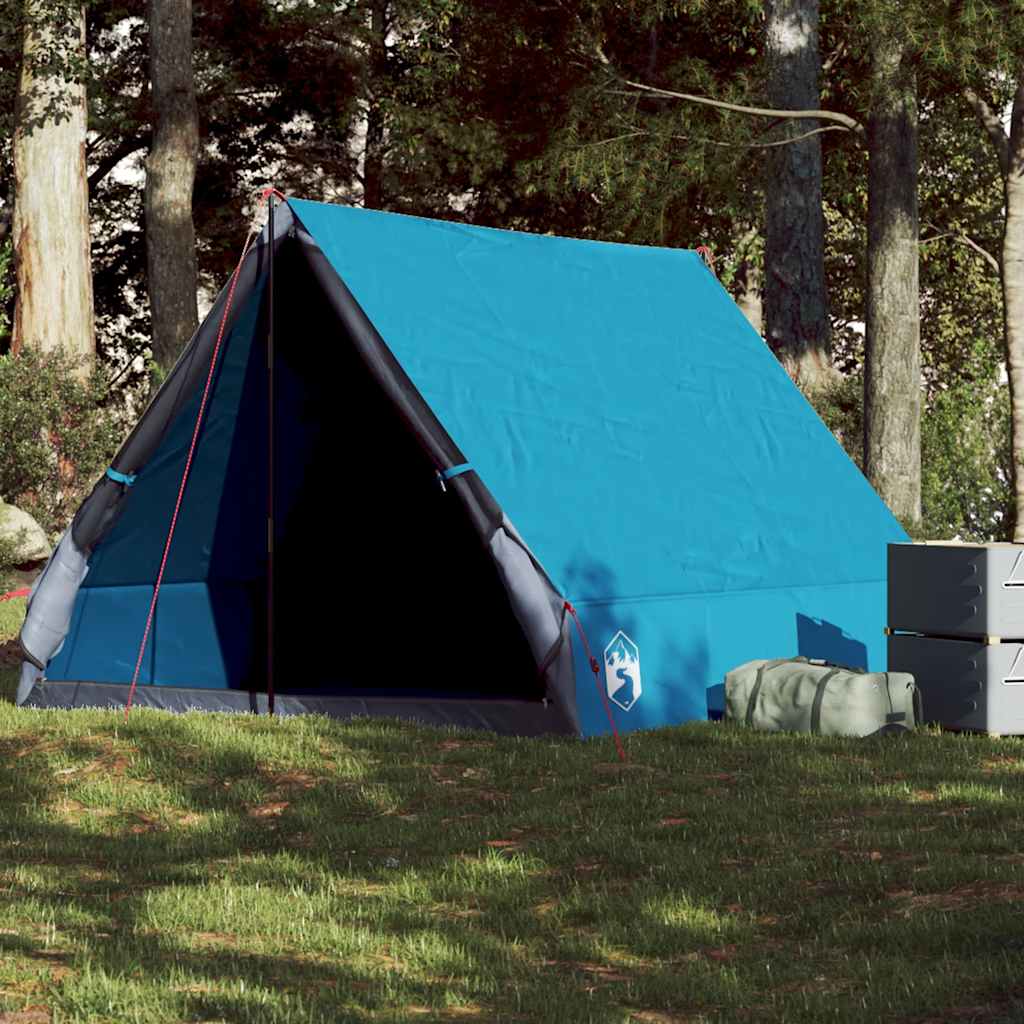 Tenda de campismo estrutura em a p/ 2 pessoas impermeável azul