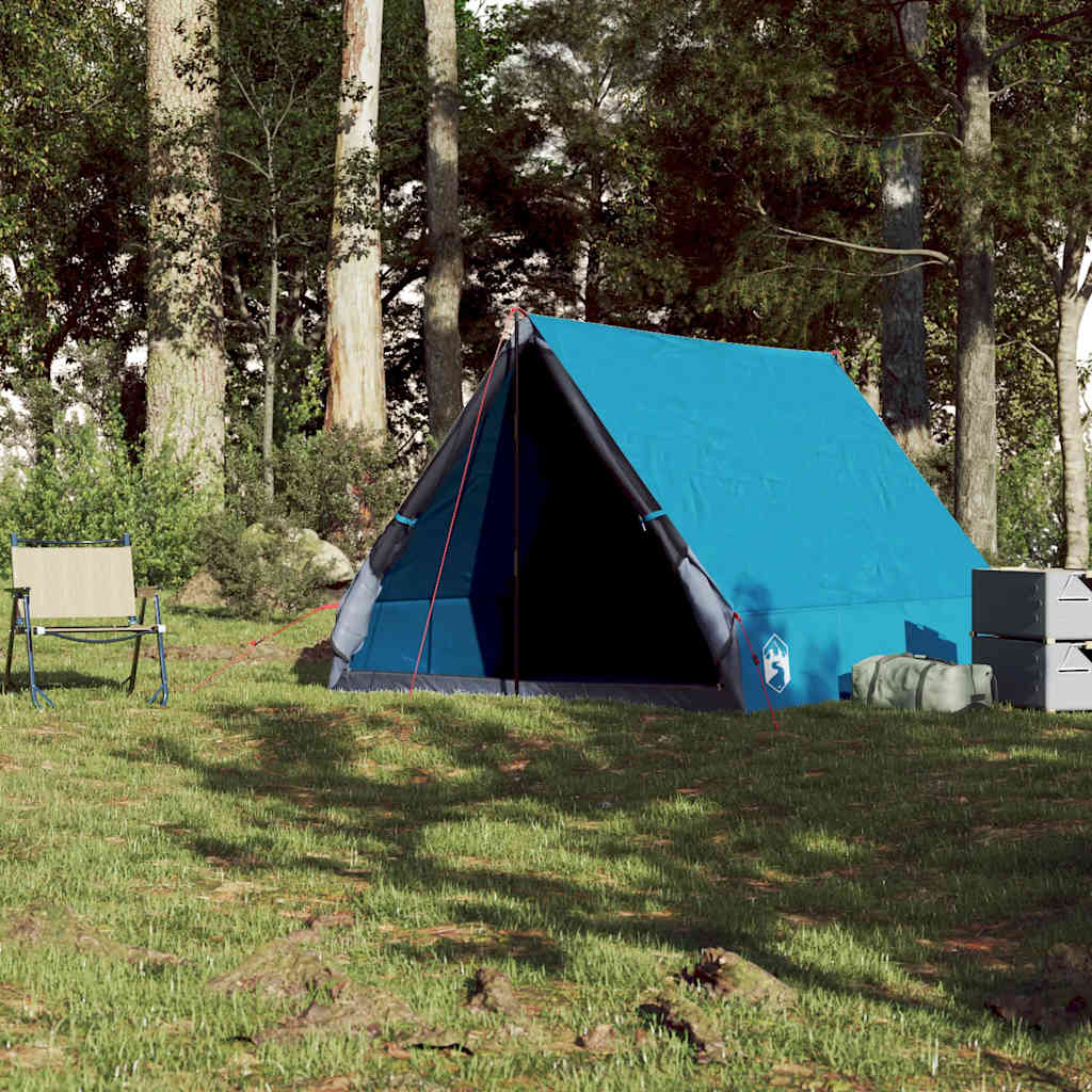 Tenda de campismo estrutura em a p/ 2 pessoas impermeável azul