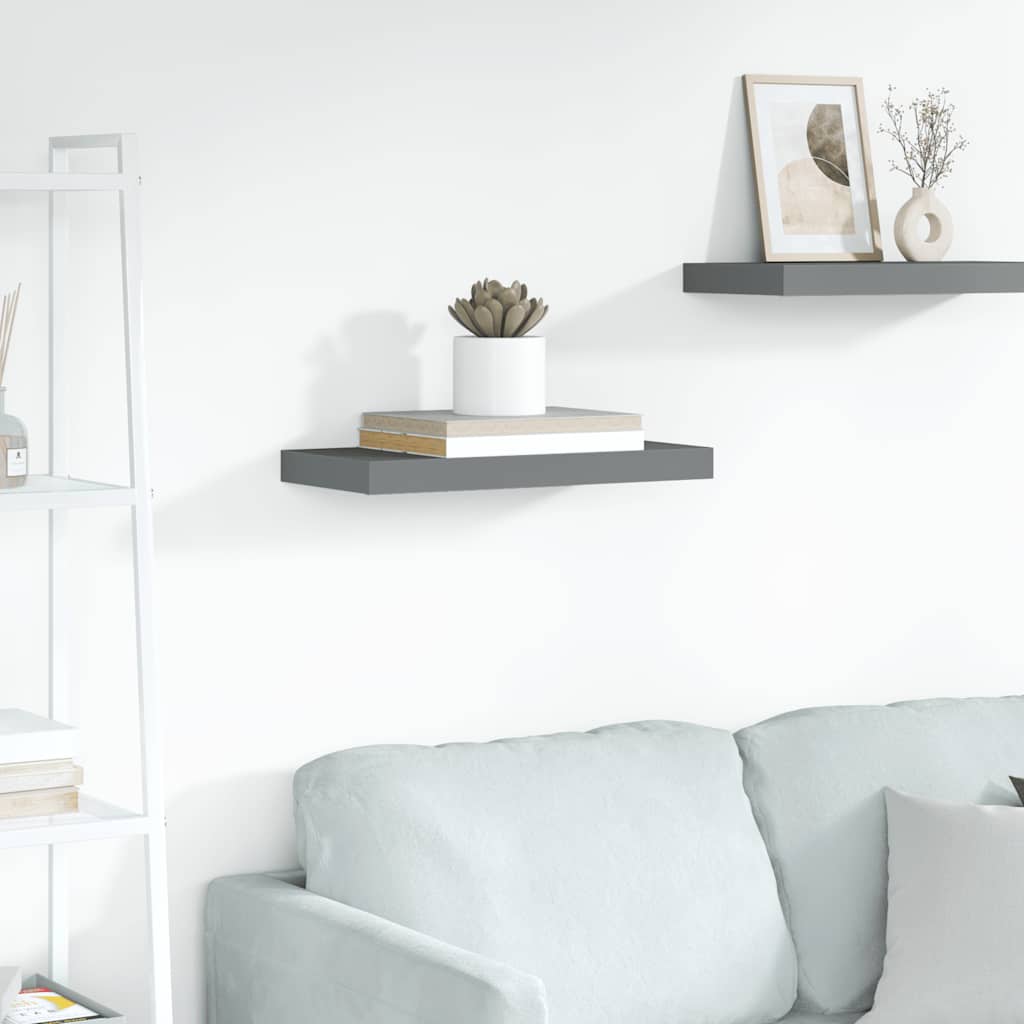 Prateleira de parede suspensa 50x23,5x3,8 cm MDF cinzento