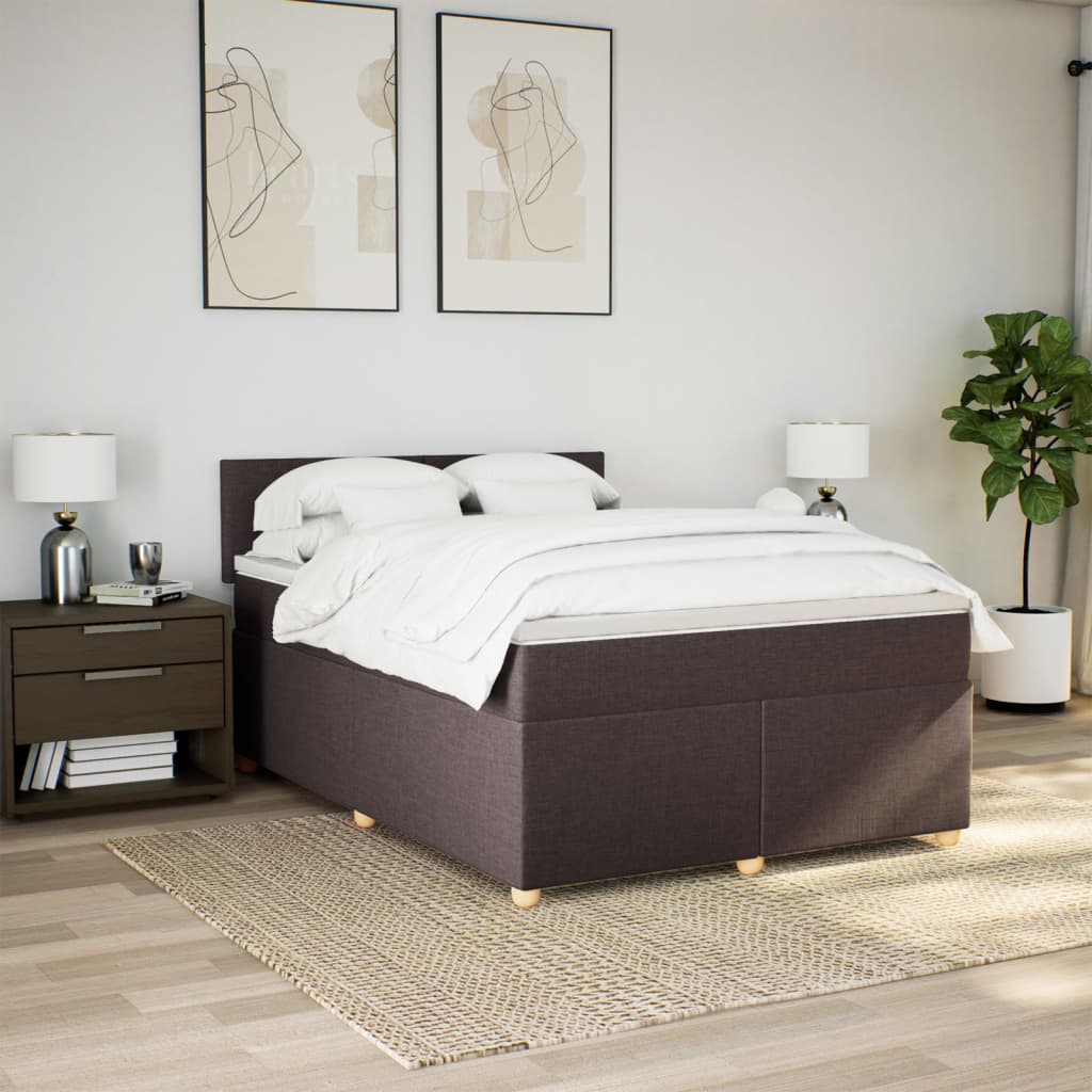 Cama com molas/colchão 140x200 cm tecido castanho-escuro