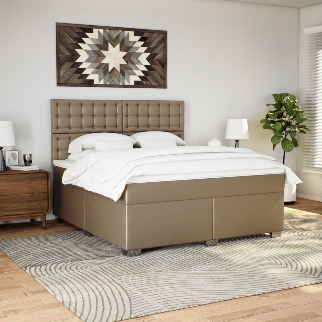Cama com molas/colchão 180x200 cm couro artificial cappuccino