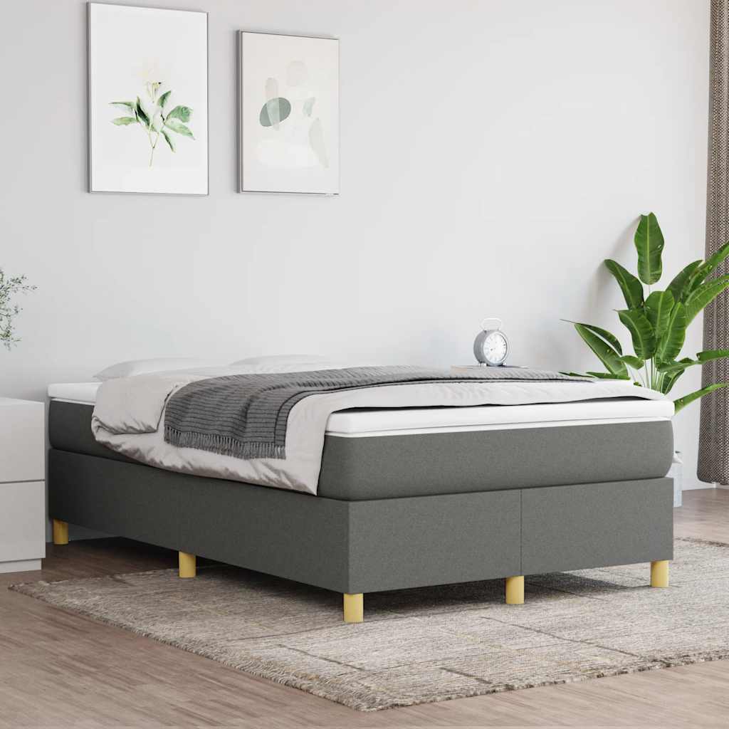 Cama boxspring com colchão 120x190 cm tecido cinzento-escuro