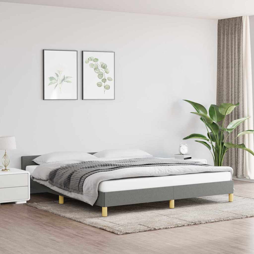 Estrutura de cama sem colchão 160x200 cm tecido cinzento-escuro