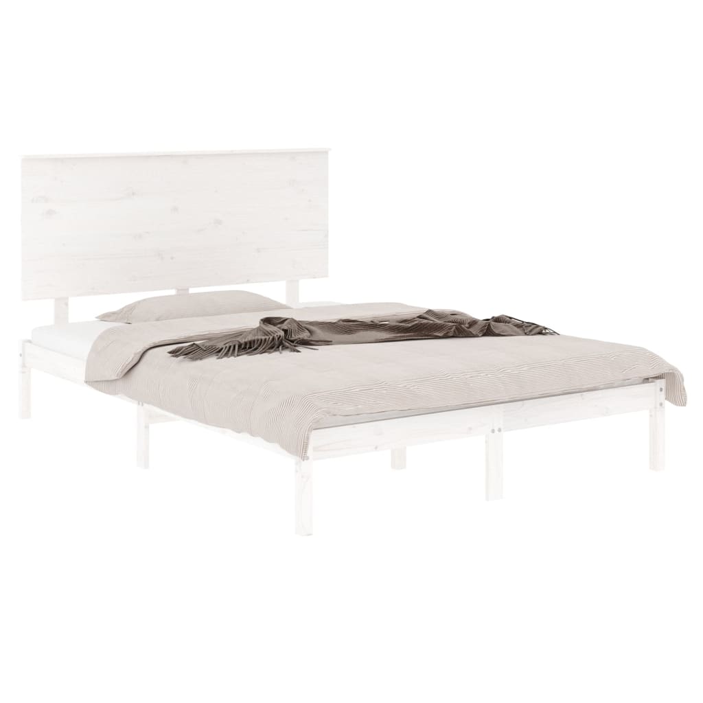 Cama sem colchão 120x200 cm madeira de pinho maciça branco