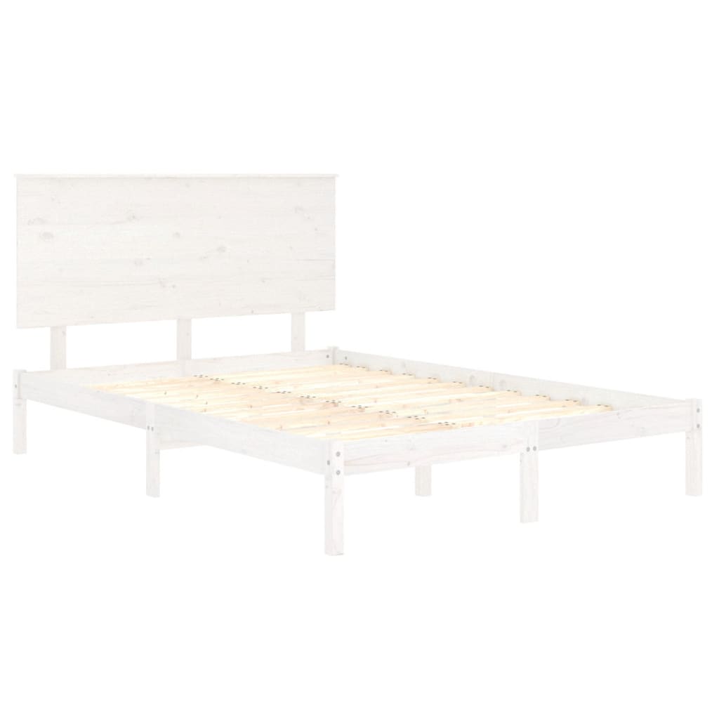 Cama sem colchão 120x200 cm madeira de pinho maciça branco