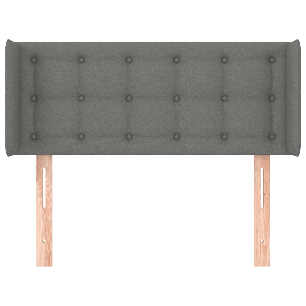 Cabeceira de cama c/ abas tecido 83x16x78/88 cm cinzento-escuro