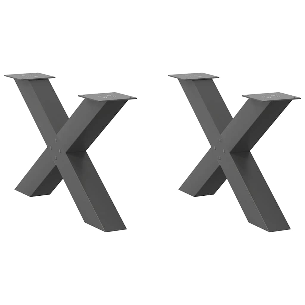 Pés para mesa de centro em formato de x, 2 peças, antracite, 70x (42-43) cm, aço