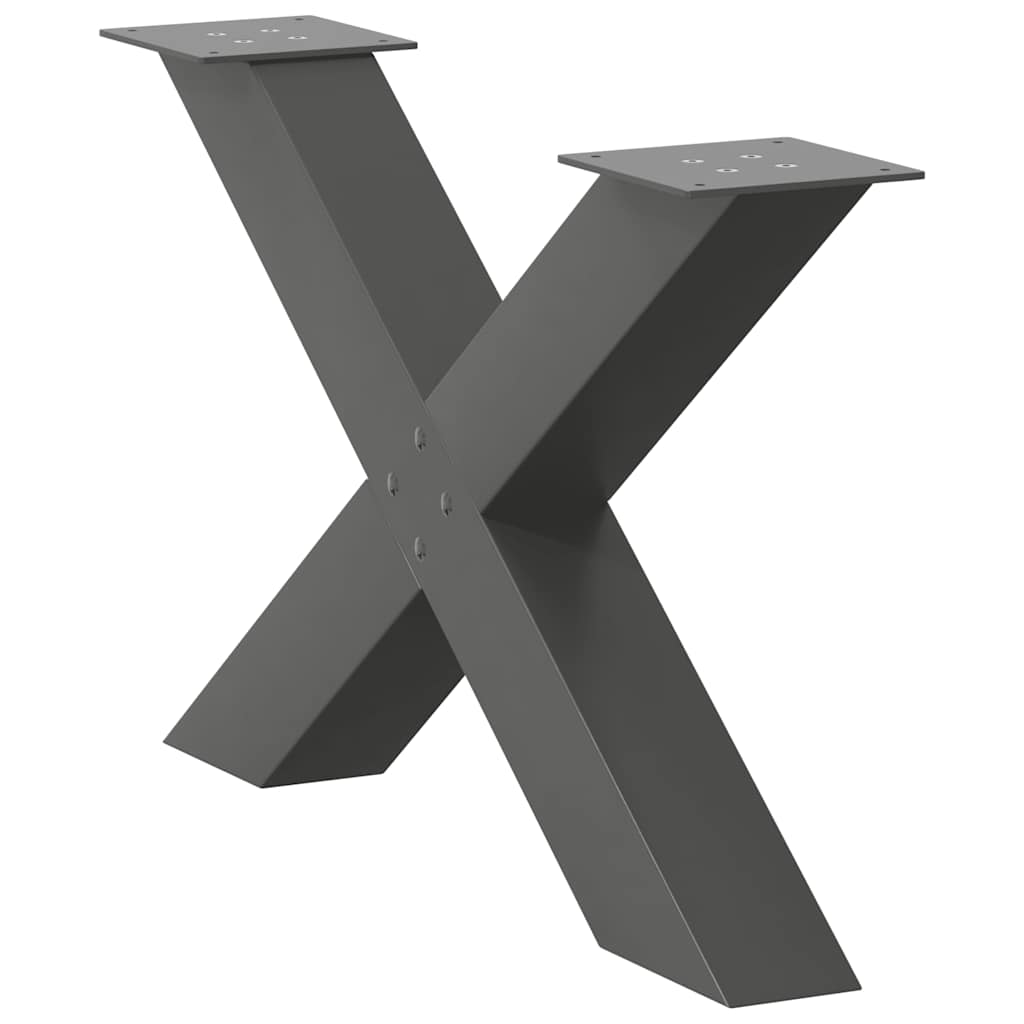 Pés para mesa de centro em formato de x, 2 peças, antracite, 70x (42-43) cm, aço