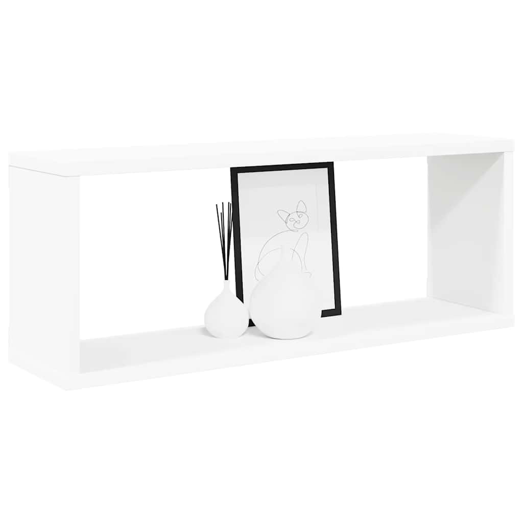 Prateleiras parede forma de cubo 4 pcs derivados madeira branco