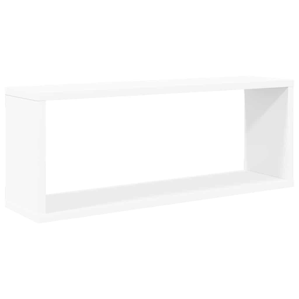 Prateleiras parede forma de cubo 4 pcs derivados madeira branco