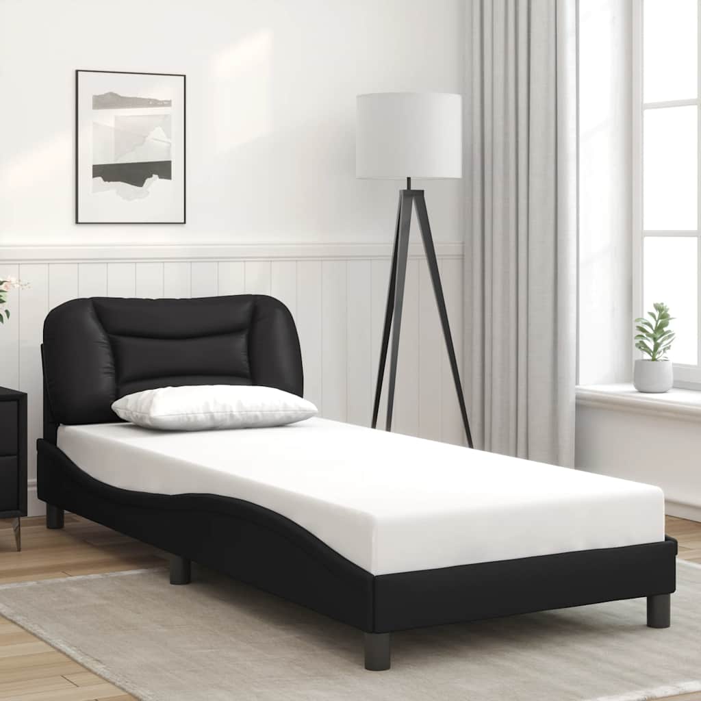 Estrutura de cama sem colchão hvar 90x200 cm couro artificial preto