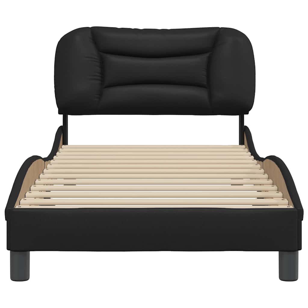 Estrutura de cama sem colchão hvar 90x200 cm couro artificial preto