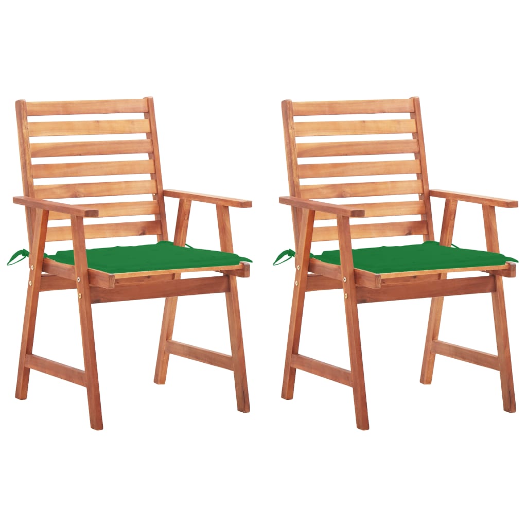 Cadeiras de jantar p/ jardim 2 pcs c/ almofadões acácia maciça