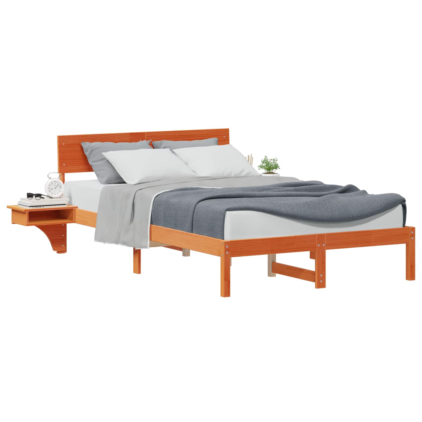 Estrutura da cama com cabeceira marrom cera 140 x 200 cm