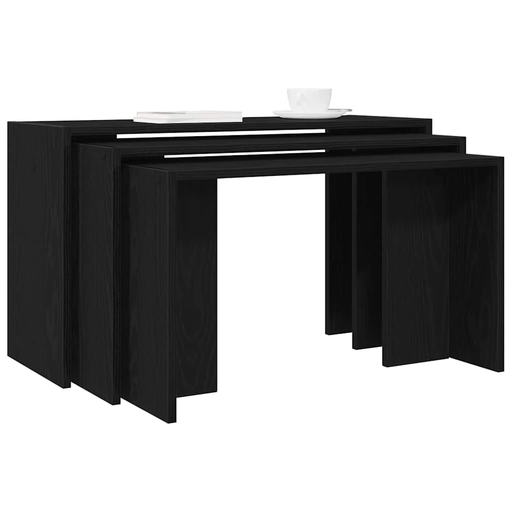 Mesas de encastrar 3 pcs derivados de madeira preto